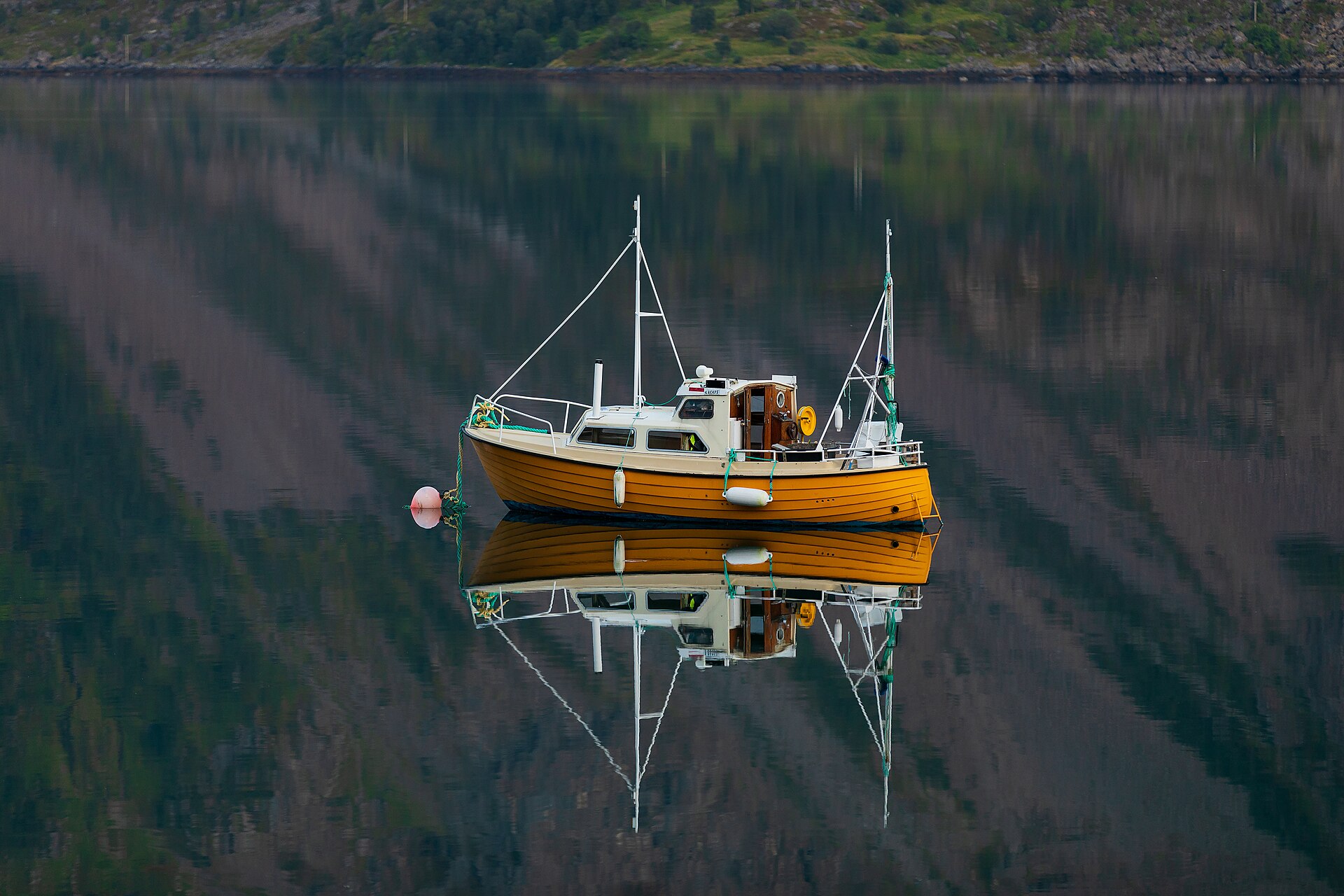 Boat crossing a Finnmark fjord